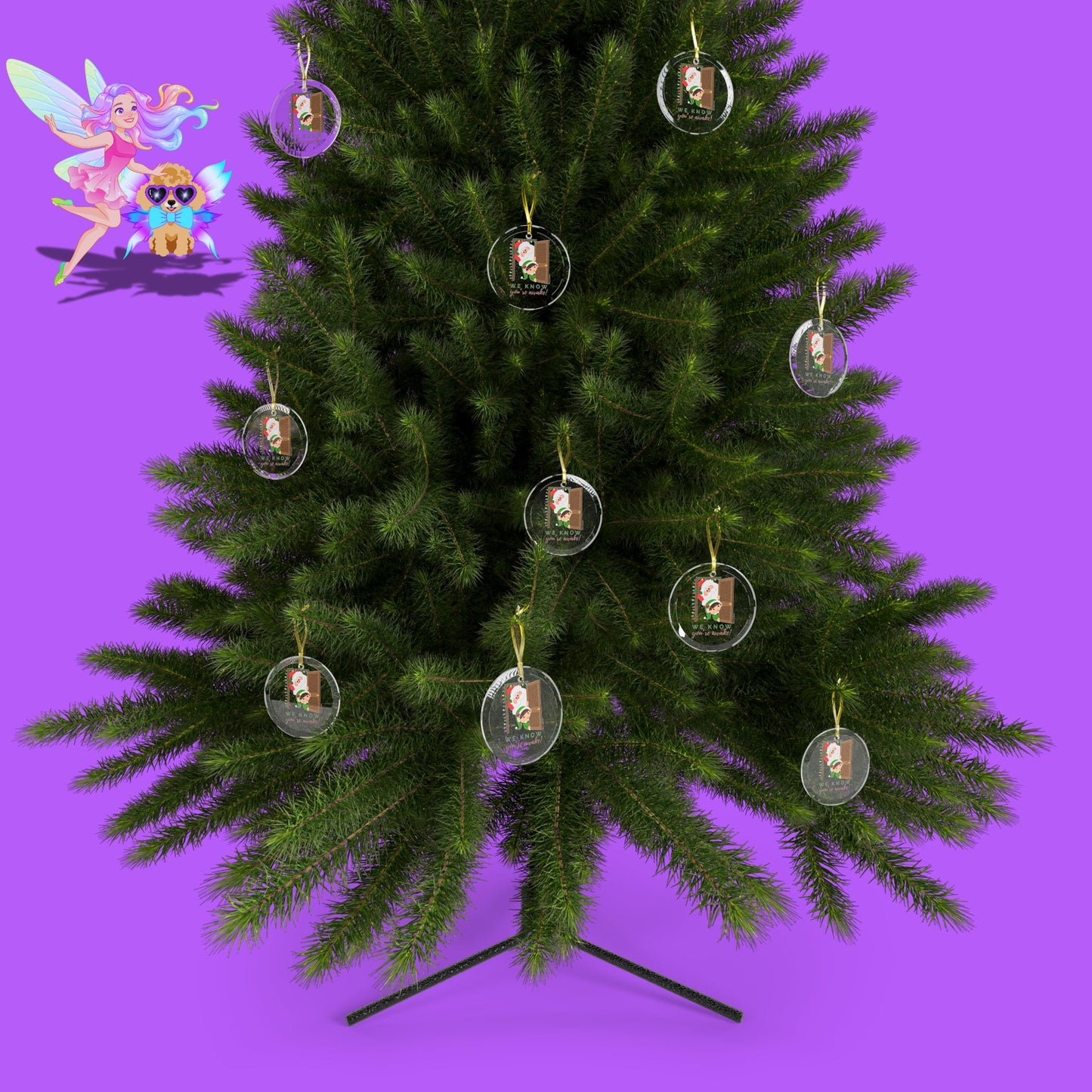 Funny Santa and Elf Ornament Unique Santa Christmas Ornament Funny Christmas Gift for Kids Perfect Gift for the Naughty List Funny Gift for Elf Lovers We Know You're Awake Glass Ornament