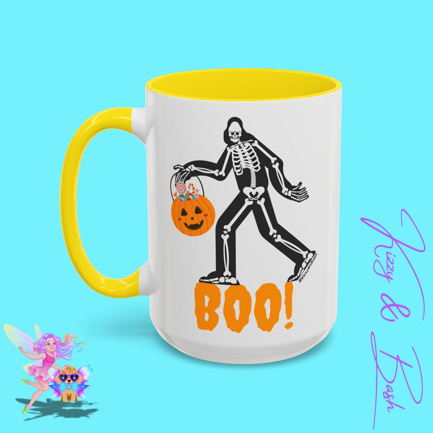 Funny Bigfoot Coffee Mug Unique Halloween Coffee Mug Sasquatch Mug for Him or Her Cute Halloween Gift for Teachers Perfect Gift for Bigfoot Hunters Funny Gift for Bigfoot Believers Sasquatch Skeleton Trick-or-Treating Accent Coffee Mug - 11, 15oz