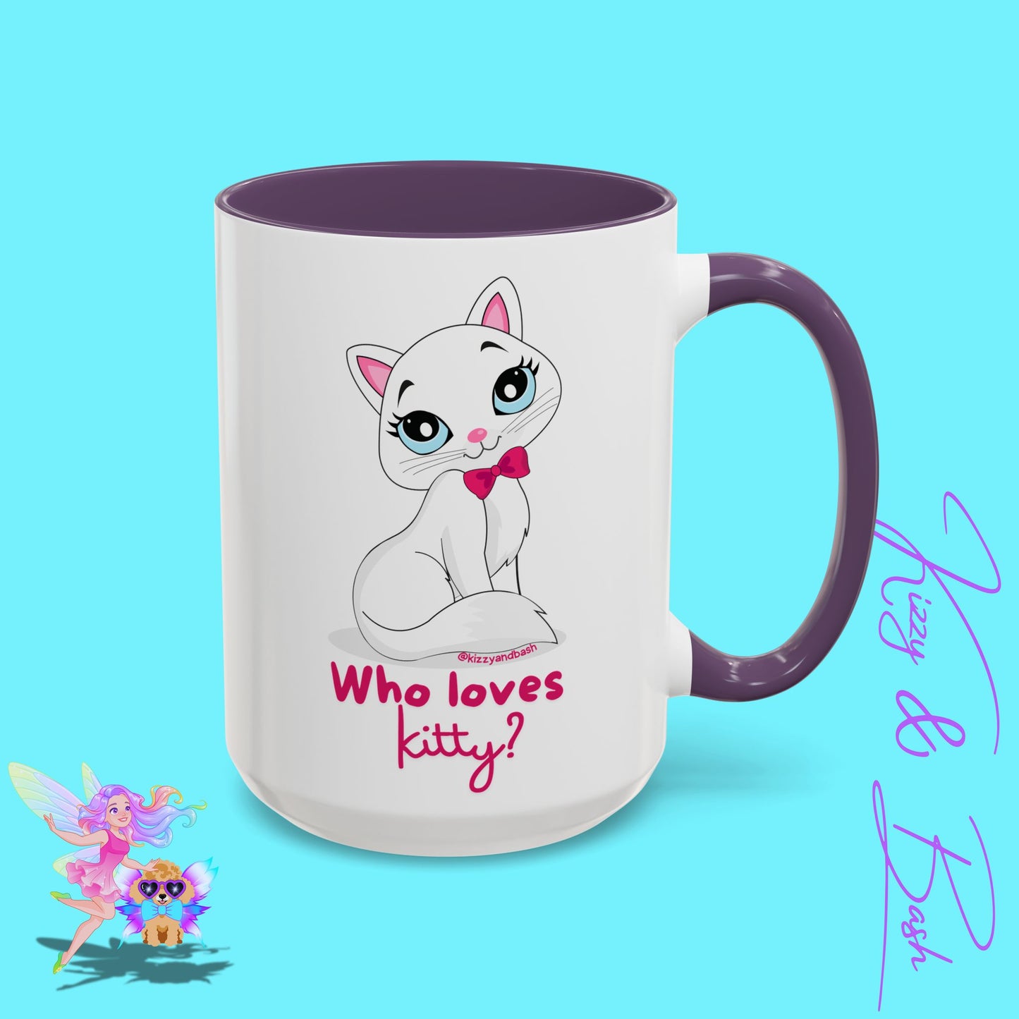 Flirty Kitty Cat Coffee Mug for Her Unique Cat Lover Gift Funny Animal Mug for Her White Cat Coffee Mug Perfect Gift for Cat Mom Who Loves Kitty Accent Coffee Mug - 11, 15oz