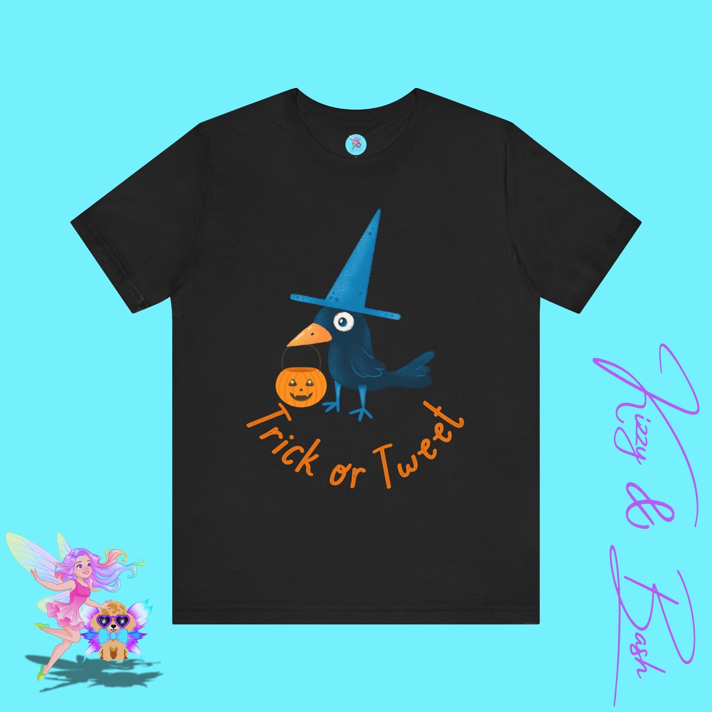 Funny Trick-or-Tweet Halloween Shirt for Adults Cute Black Bird with Jack-o’-Lantern Funny Halloween Pun T-Shirt Raven Lover Gift Adult Unisex Jersey Short Sleeve Tee Halloween Gift for Him or Her