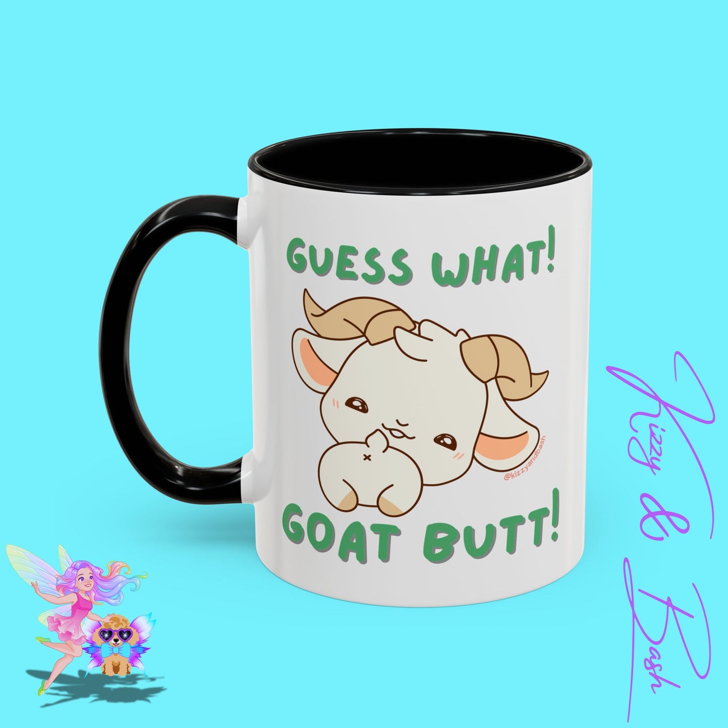 Funny Goat Mug Perfect Gift for Goat Lovers Hilarious Goat Butt Coffee Mug Punny Animal Mug for Friends and Family Cute Farm Animal Mug Funny Farm Animal Coffee Mug Guess What Goat Butt Chicken Butt Joke Pun Accent Coffee Mug - 11, 15oz