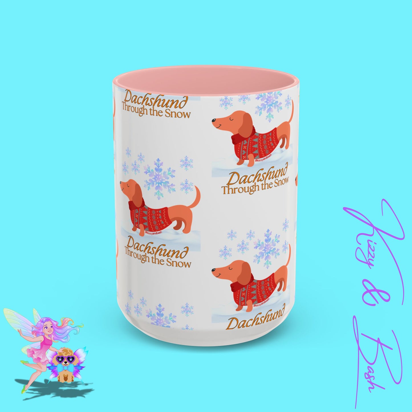 Unique Christmas Wiener Dog Coffee Mug Funny Dachshund Mug Cute Dog Lover Mug Perfect Gift for Dog Lovers Unique Christmas Mug Perfect Christmas Gift for Veterinarian Dachshund Through the Snow Holiday Dog Accent Coffee Mug - 11, 15oz