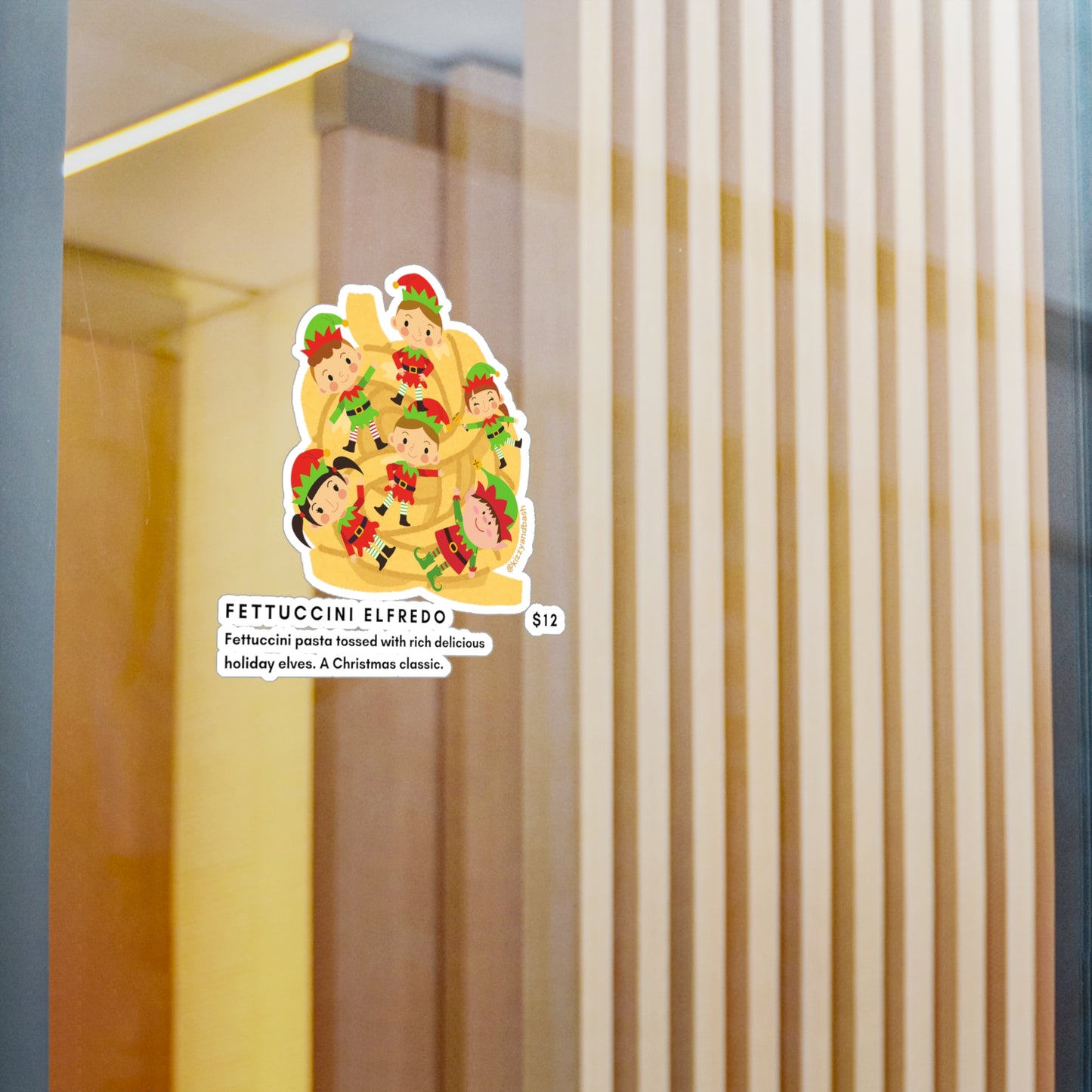 Waterproof Christmas Elves Decal Elves Tossed in Pasta Hilarious Christmas Decal Perfect Gift for Elf Lovers Funny Foodie Decal Unique Holiday Decal Fettuccini Elfredo Kiss-Cut Vinyl Decals