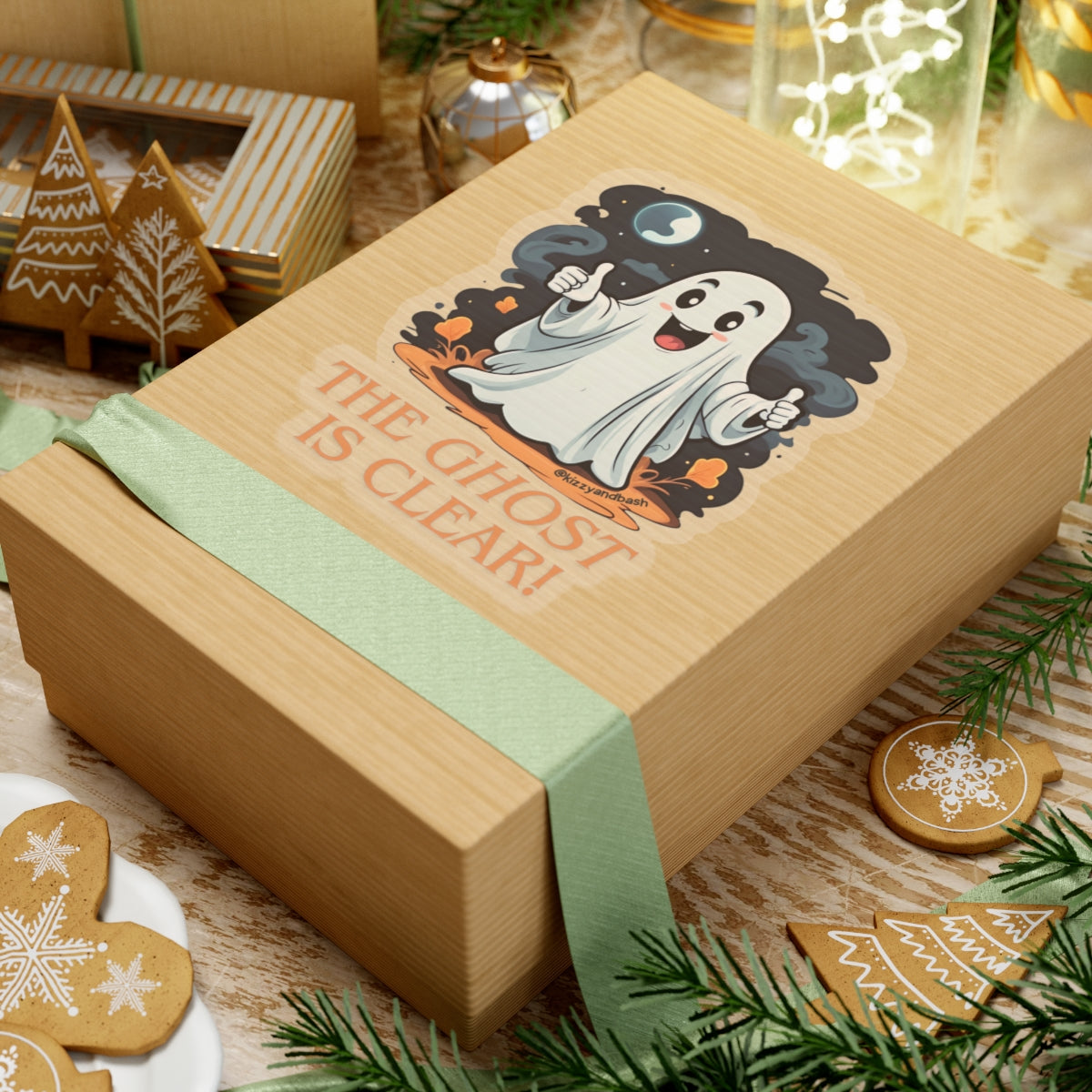 Funny Halloween Sticker for Kids Cute Ghost Sticker Perfect Halloween Gift Funny Paranormal Sticker The Ghost is Clear The Coast is Clear Pun Ghost with Two Thumbs Up Kiss-Cut Stickers