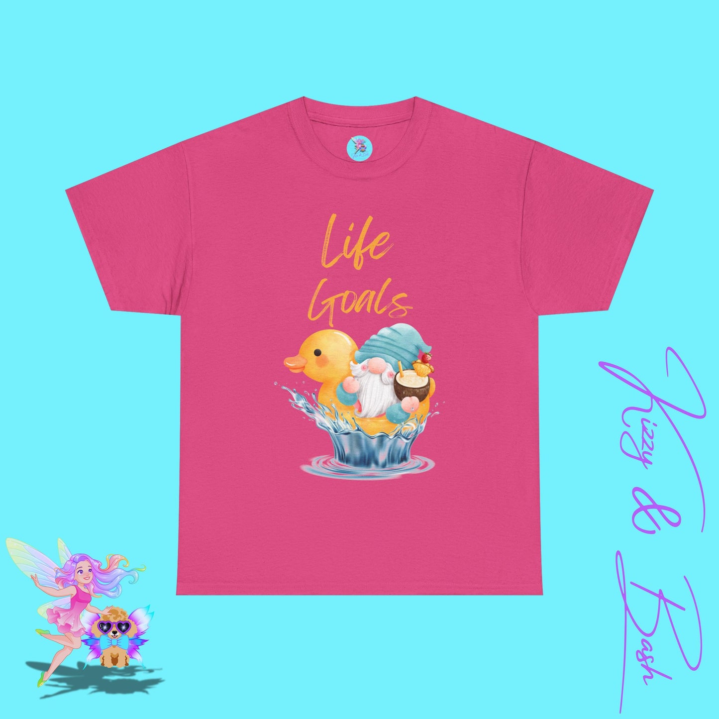 Life Goals Shirt for Adults Gnome Riding a Rubber Ducky T-Shirt Perfect Vacation Tee for Him or Her Gift for Gnome Lovers Gift Cute Gnomecore Shirt Funny Gift for Rubber Ducky Fans Unisex Heavy Cotton Tee