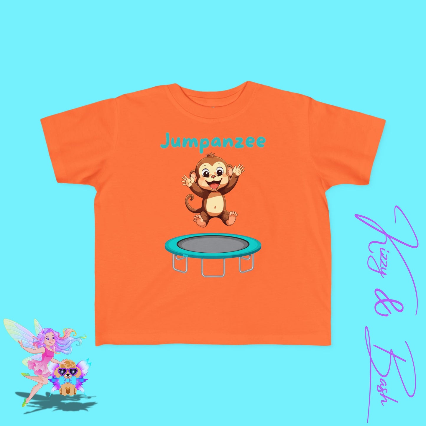 Jumpanzee Jumping Monkey Shirt for Toddlers Funny Pun Shirt for Him or Her Perfect Gift for Monkey Lovers Fun Zoo Field Trip Shirt Cute Animal Pun T-Shirt Hilarious Trampoline Park T-Shirt Gymnastics Lover Shirt for Toddler's Fine Jersey Tee