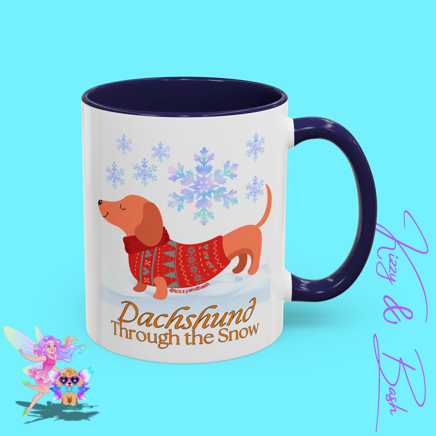 Unique Christmas Wiener Dog Coffee Mug Funny Dachshund Mug Cute Dog Lover Mug Perfect Gift for Dog Lovers Unique Christmas Mug Perfect Christmas Gift for Veterinarian Dachshund Through the Snow Holiday Dog Accent Coffee Mug - 11, 15oz