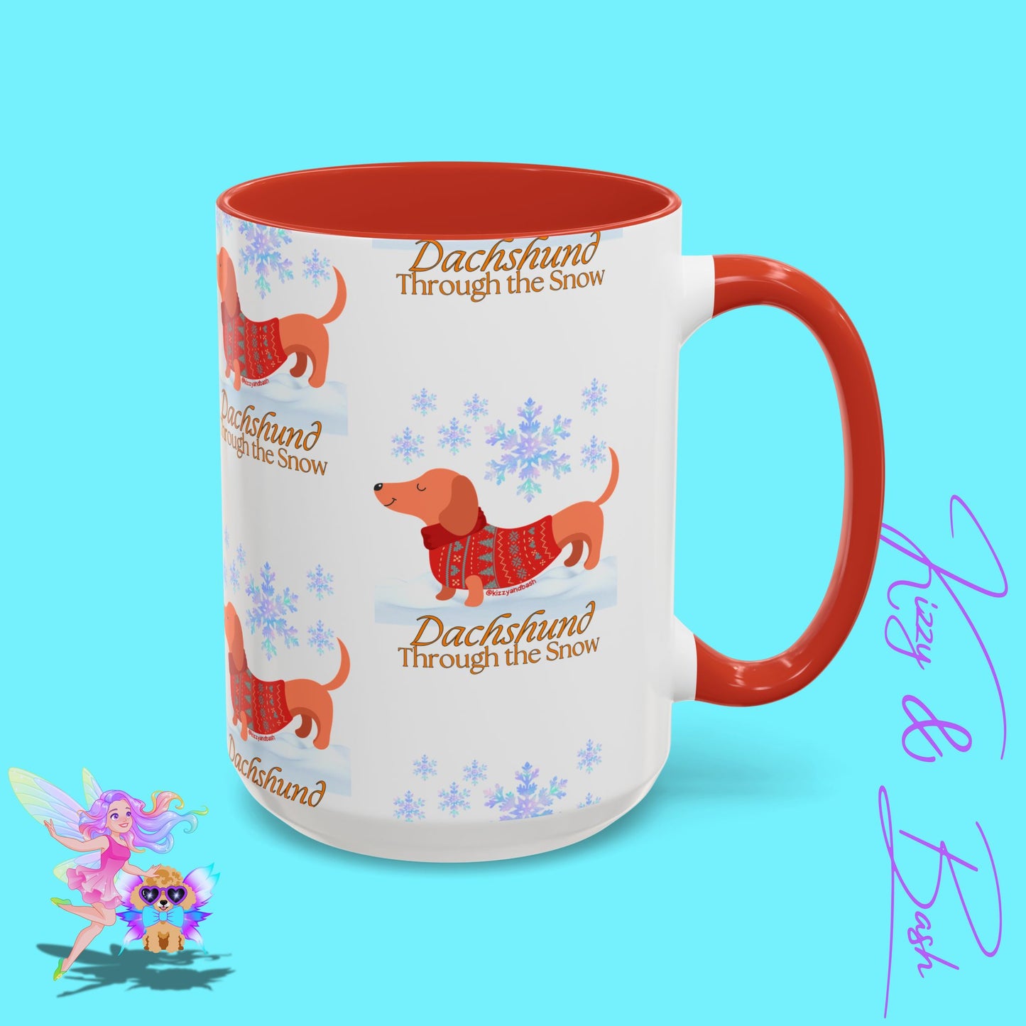 Unique Christmas Wiener Dog Coffee Mug Funny Dachshund Mug Cute Dog Lover Mug Perfect Gift for Dog Lovers Unique Christmas Mug Perfect Christmas Gift for Veterinarian Dachshund Through the Snow Holiday Dog Accent Coffee Mug - 11, 15oz