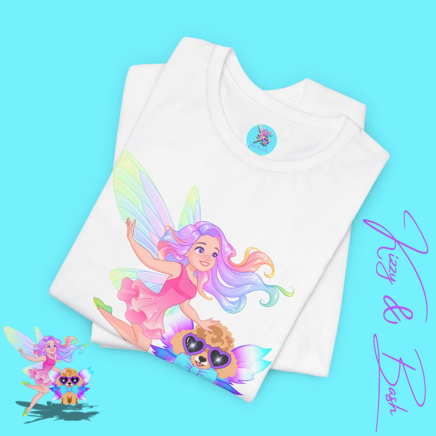 Kizzy & Bash Signature T-Shirt Whimsical Fairy Girl and Toy Poodle Tee Fairycore Aesthetic Shirt Dog Lover Gift Adult Unisex Jersey Short Sleeve Tee