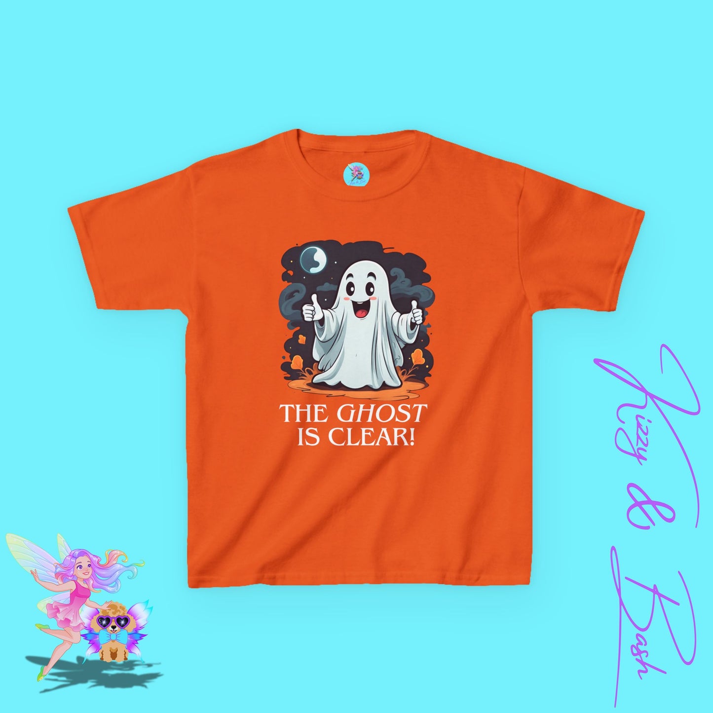 The Ghost is Clear T-Shirt Cute Cartoon Ghost Halloween Pun Shirt Gift for Halloween Lovers Funny Shirt for Family and Friends Halloween Gift for Kids Heavy Cotton™ Tee