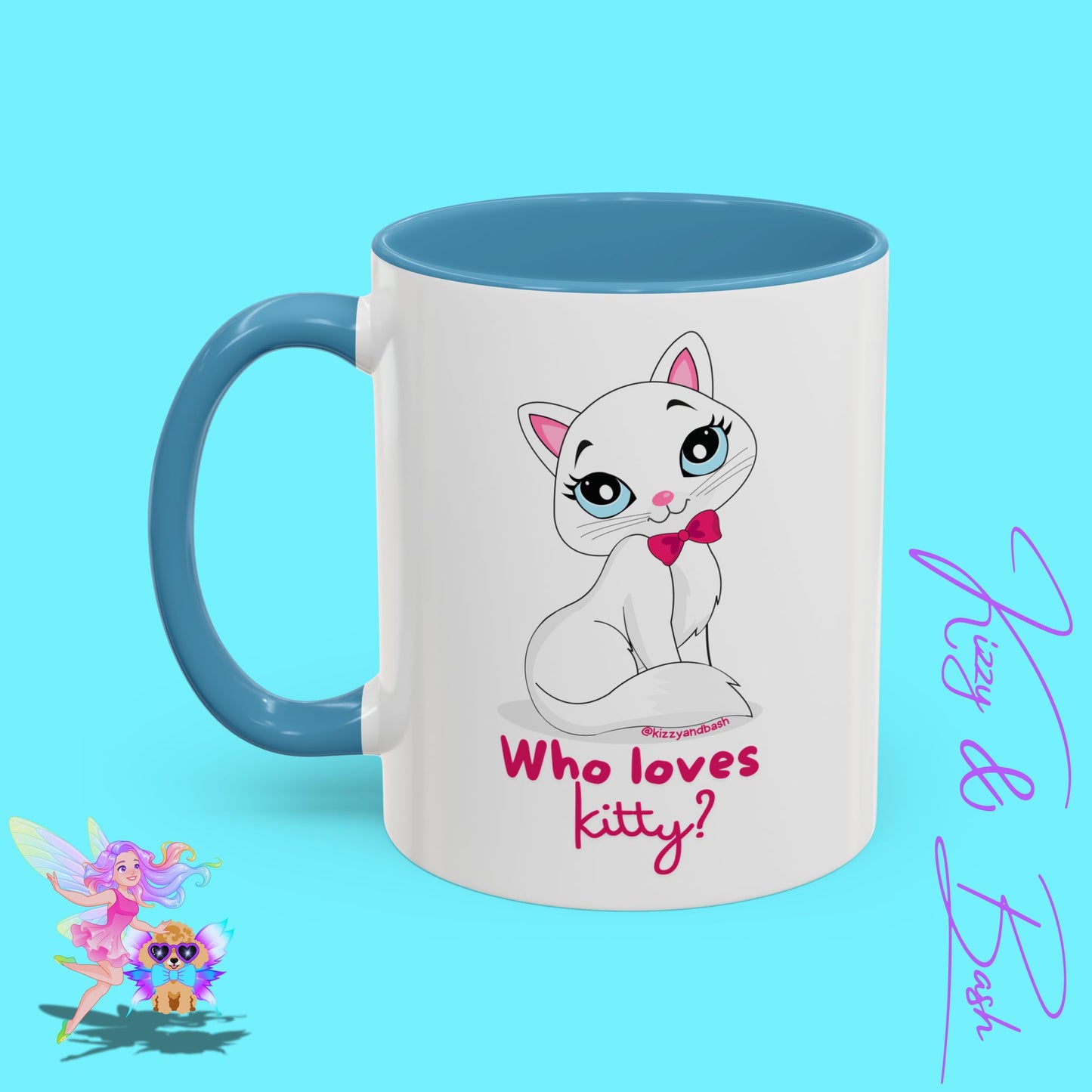 Flirty Kitty Cat Coffee Mug for Her Unique Cat Lover Gift Funny Animal Mug for Her White Cat Coffee Mug Perfect Gift for Cat Mom Who Loves Kitty Accent Coffee Mug - 11, 15oz