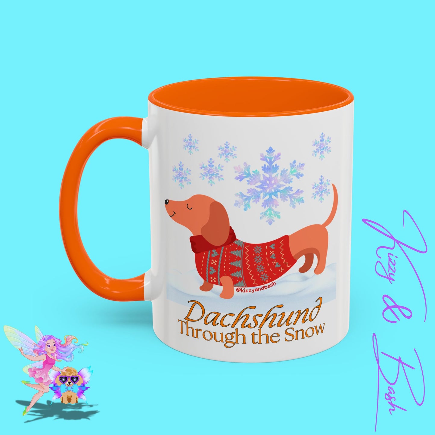 Unique Christmas Wiener Dog Coffee Mug Funny Dachshund Mug Cute Dog Lover Mug Perfect Gift for Dog Lovers Unique Christmas Mug Perfect Christmas Gift for Veterinarian Dachshund Through the Snow Holiday Dog Accent Coffee Mug - 11, 15oz