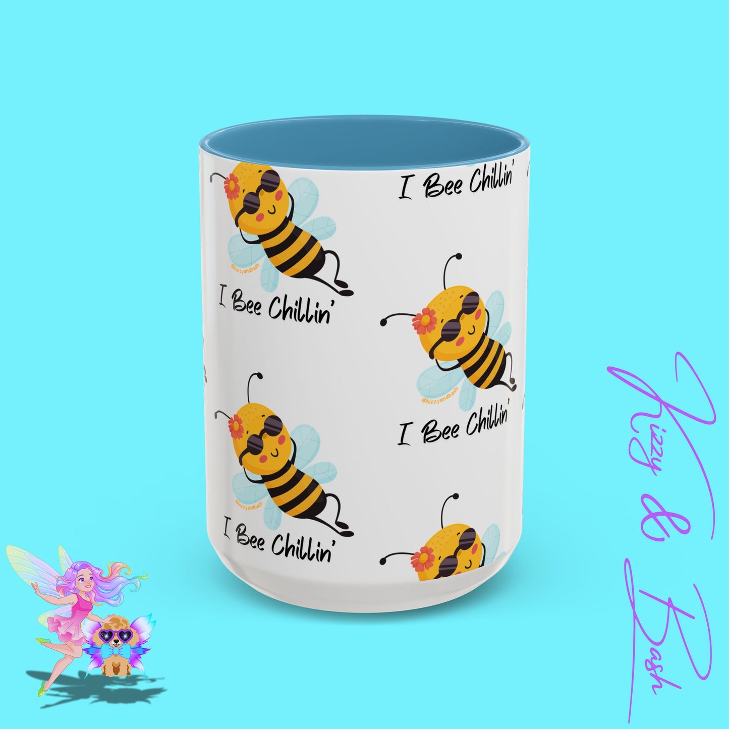 Cute Honey Bee Coffee Mug Funny Bee Mug Nature Lover Gift Idea Unique Gift for Bee Lovers Perfect Gift for Beekeepers Cute Teacher Appreciation Gift I Bee Chillin' Accent Coffee Mug - 11, 15oz