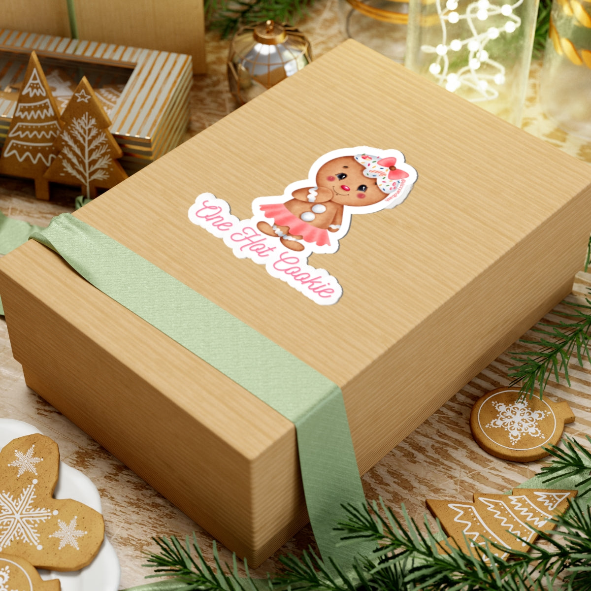 Gingerbread Sticker Cute Gingerbread Girl Cookie Sticker One Hot Cookie Sticker Unique Gift for Her Girl Power Gift Idea Funny Gift for Her Perfect Bakery Sticker Cute Christmas Cookie Kiss-Cut Stickers