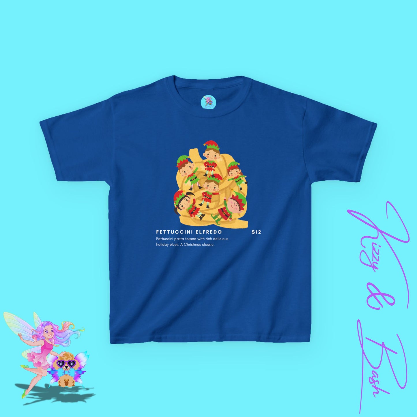 Fettuccini Elfredo Shirt Funny Holiday T-Shirt Gag Gift or Party Tee Idea Gift for Food Lovers Gift for Elf Fans Holiday Party Shirt Hilarious Christmas Shirt for Kids Heavy Cotton™ Tee