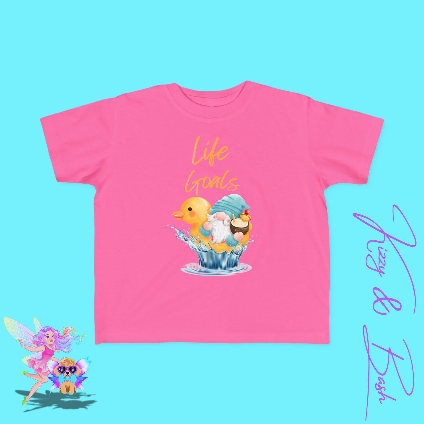 Life Goals T-Shirt for Toddlers Gnome Riding a Rubber Ducky Unique Vacation Shirt for Him or Her Gnome Lover Gift Idea for Rubber Ducky Fans Gnomecore Summer Shirt for Toddler's Fine Jersey Tee
