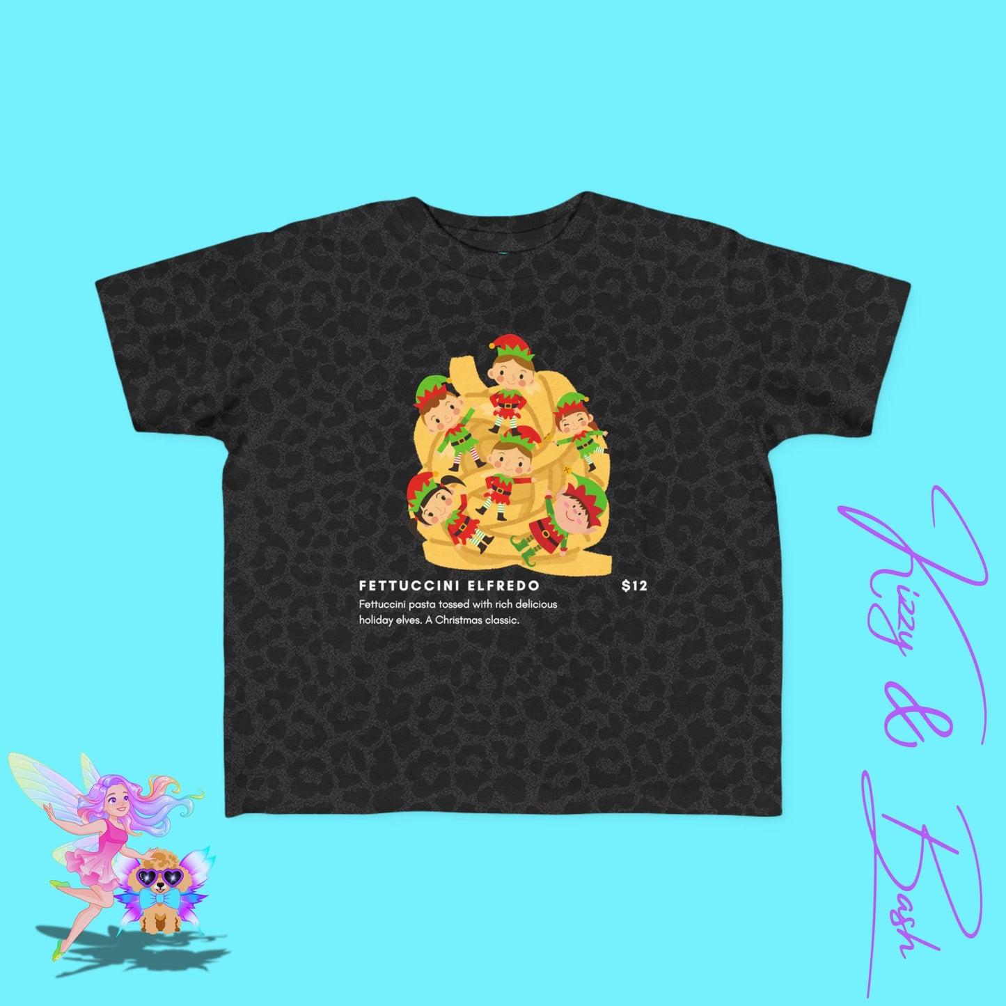 Christmas Elves Tossed in Pasta Fettuccini Elfredo Hilarious Christmas Shirt for Family and Friends Unique Holiday T-Shirt Gift for Elf Lovers Punny Christmas Shirt for Him or Her Toddler's Fine Jersey Tee