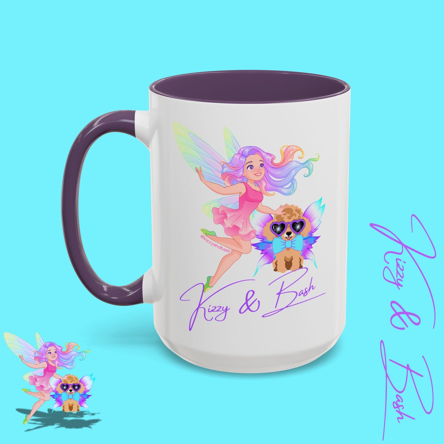 Beautiful Fairy Coffee Mug Funny Dog Mug Fairy Girl and Red Toy Poodle Fairy Mug Cute Fairycore Gift Idea Perfect Poodle Lover Mug Whimsical Mug for Fairy Lovers Kizzy and Bash Logo Accent Coffee Mug - 11, 15oz