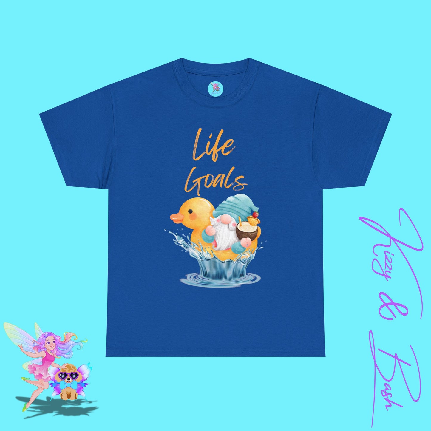 Life Goals Shirt for Adults Gnome Riding a Rubber Ducky T-Shirt Perfect Vacation Tee for Him or Her Gift for Gnome Lovers Gift Cute Gnomecore Shirt Funny Gift for Rubber Ducky Fans Unisex Heavy Cotton Tee