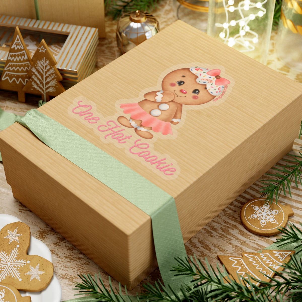 Gingerbread Sticker Cute Gingerbread Girl Cookie Sticker One Hot Cookie Sticker Unique Gift for Her Girl Power Gift Idea Funny Gift for Her Perfect Bakery Sticker Cute Christmas Cookie Kiss-Cut Stickers