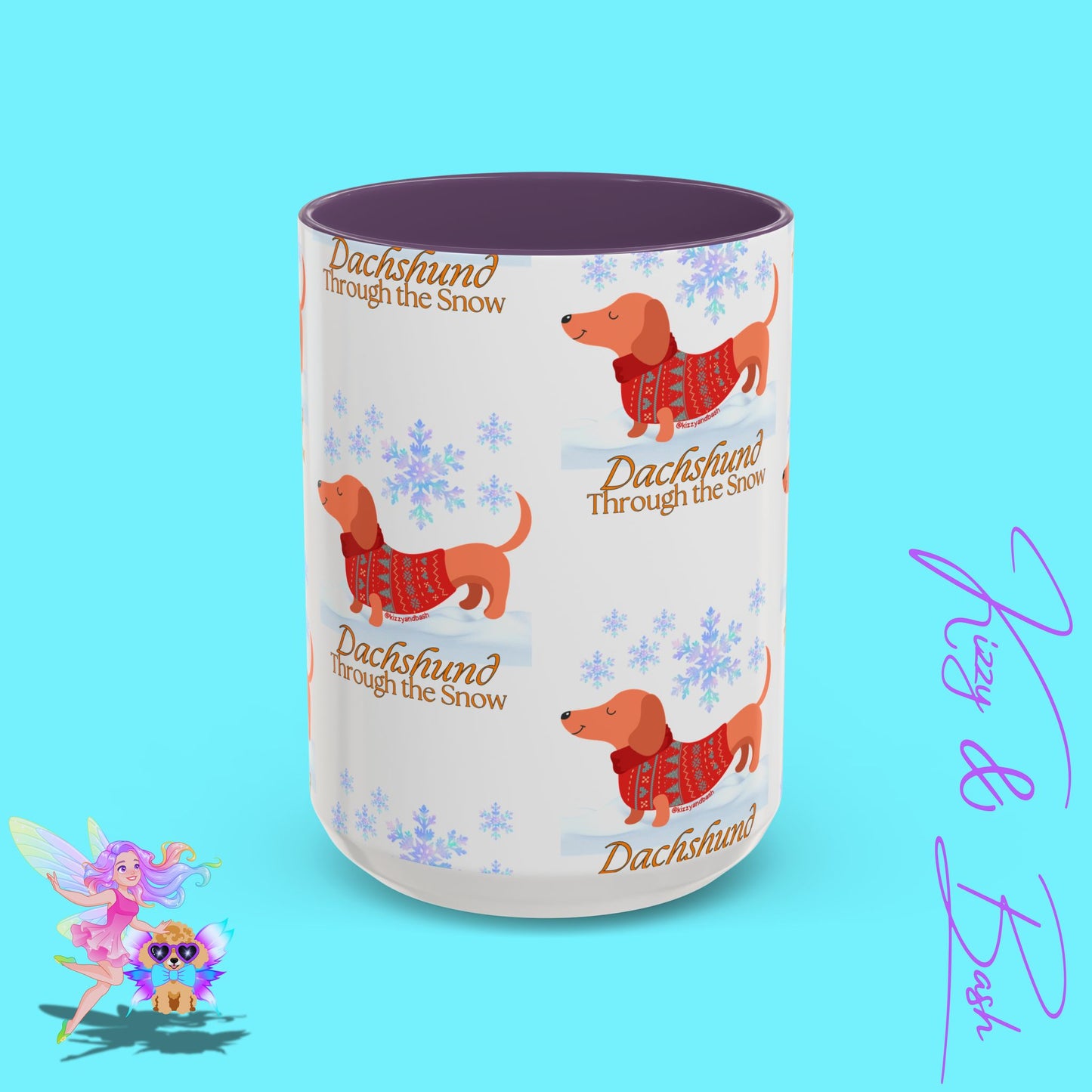 Unique Christmas Wiener Dog Coffee Mug Funny Dachshund Mug Cute Dog Lover Mug Perfect Gift for Dog Lovers Unique Christmas Mug Perfect Christmas Gift for Veterinarian Dachshund Through the Snow Holiday Dog Accent Coffee Mug - 11, 15oz