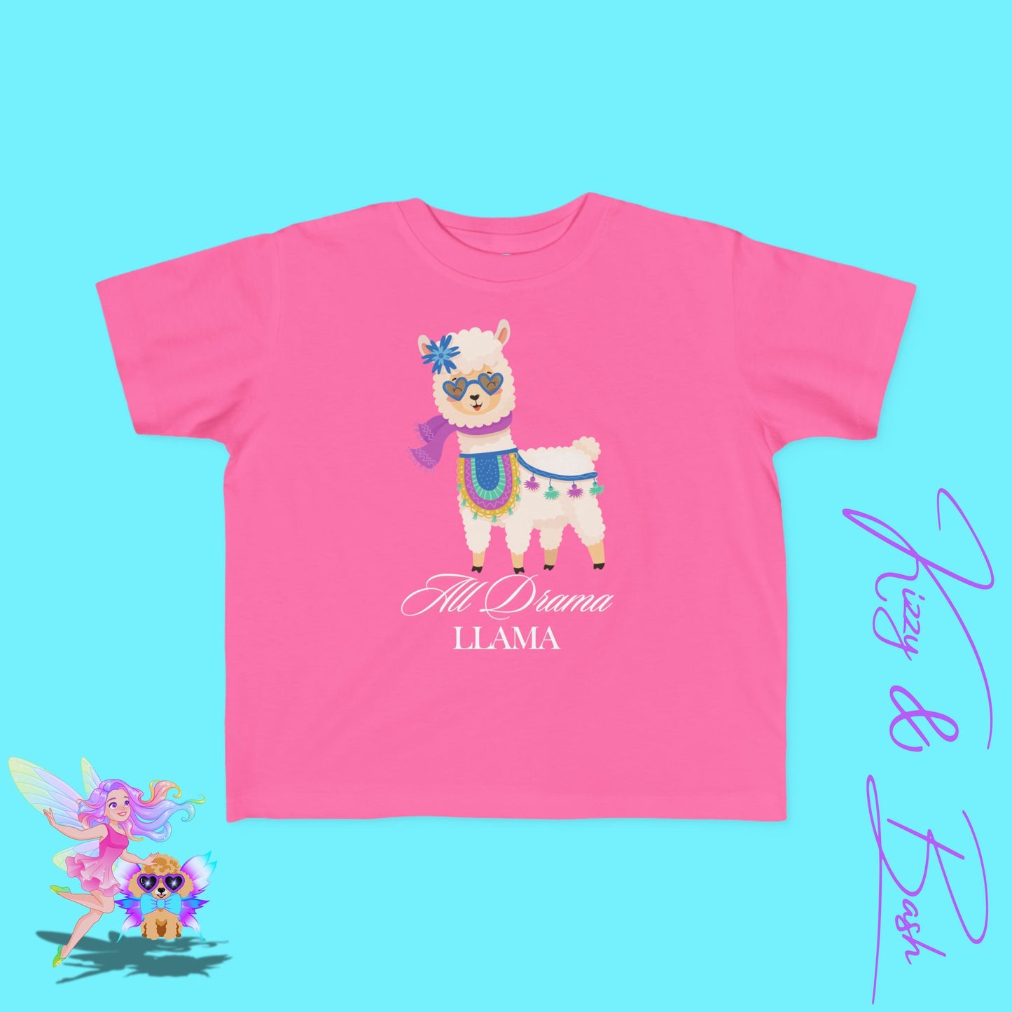 All Drama Llama T-Shirt for Toddlers Funny Animal Shirt for Her Fun Gift for Llama Lovers Kawaii Llama Shirt Funny Farm Animal Tee Cute and Sassy Animal Graphic Tee for Toddler's Fine Jersey Tee