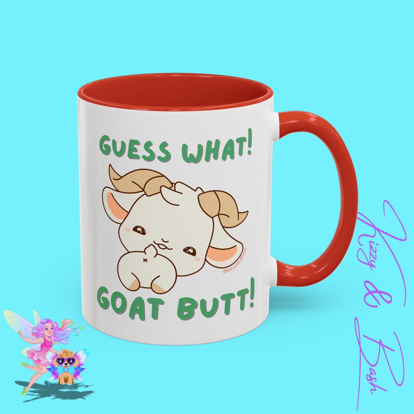 Funny Goat Mug Perfect Gift for Goat Lovers Hilarious Goat Butt Coffee Mug Punny Animal Mug for Friends and Family Cute Farm Animal Mug Funny Farm Animal Coffee Mug Guess What Goat Butt Chicken Butt Joke Pun Accent Coffee Mug - 11, 15oz