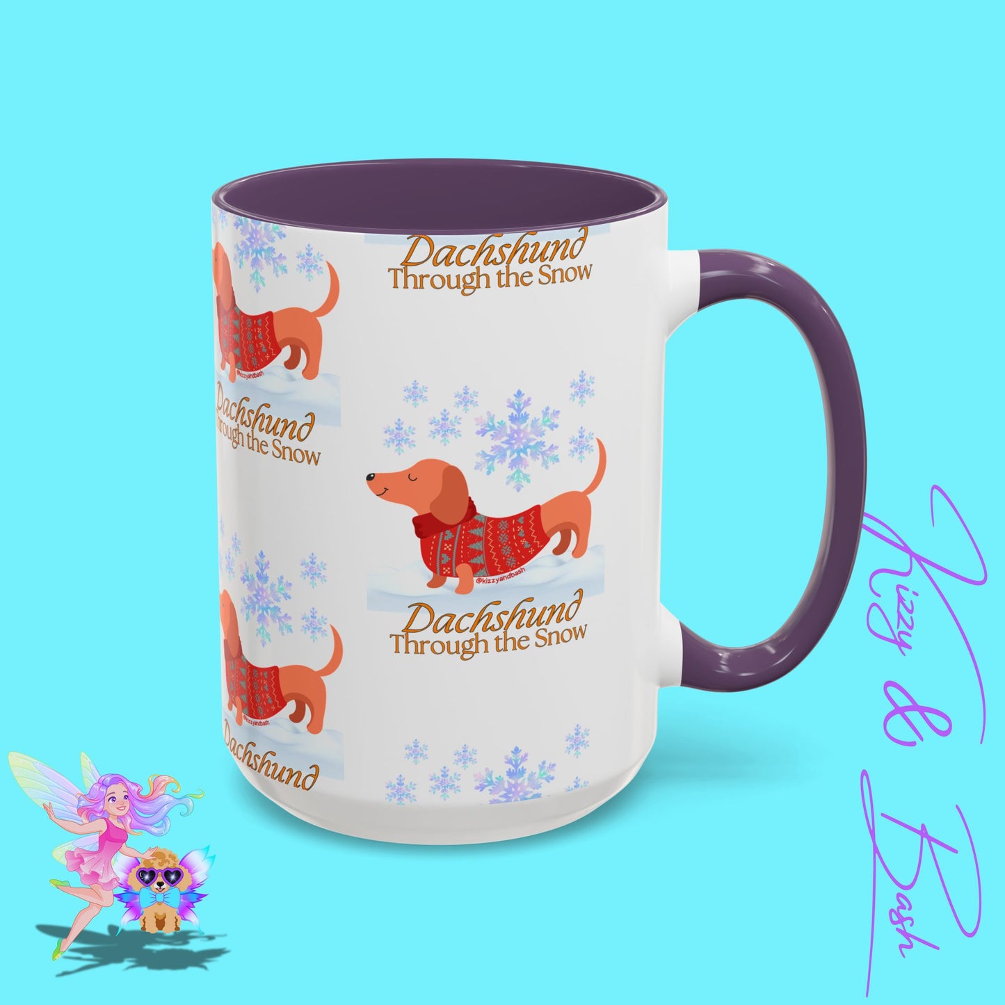 Unique Christmas Wiener Dog Coffee Mug Funny Dachshund Mug Cute Dog Lover Mug Perfect Gift for Dog Lovers Unique Christmas Mug Perfect Christmas Gift for Veterinarian Dachshund Through the Snow Holiday Dog Accent Coffee Mug - 11, 15oz