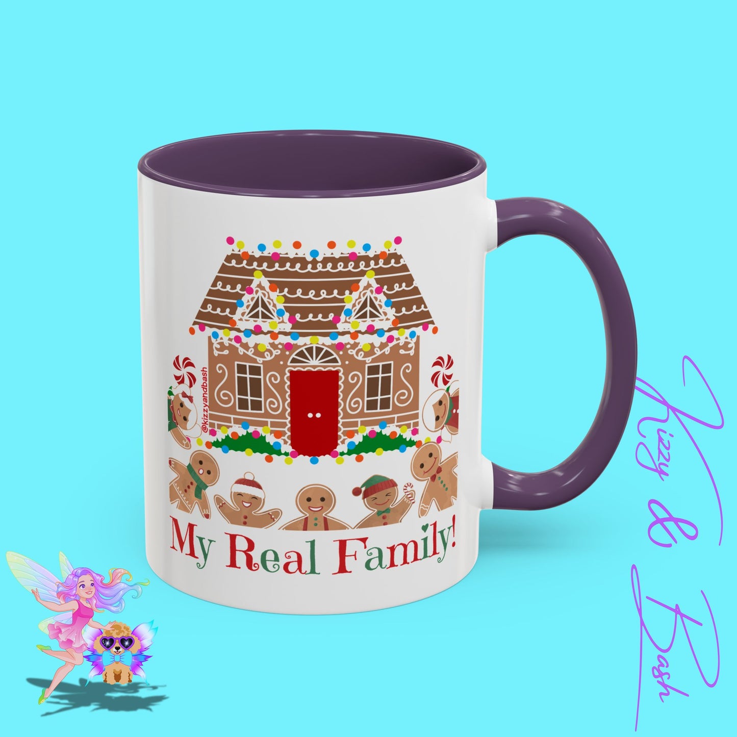 Cute Gingerbread Mug Funny Gingerbread Coffee Mug Fun Gingerbread Family Unique Christmas Gift Idea for Friends and Family Perfect Gift for Gingerbread Lovers and Gingerbread Bakers My Real Family Accent Coffee Mug - 11, 15oz
