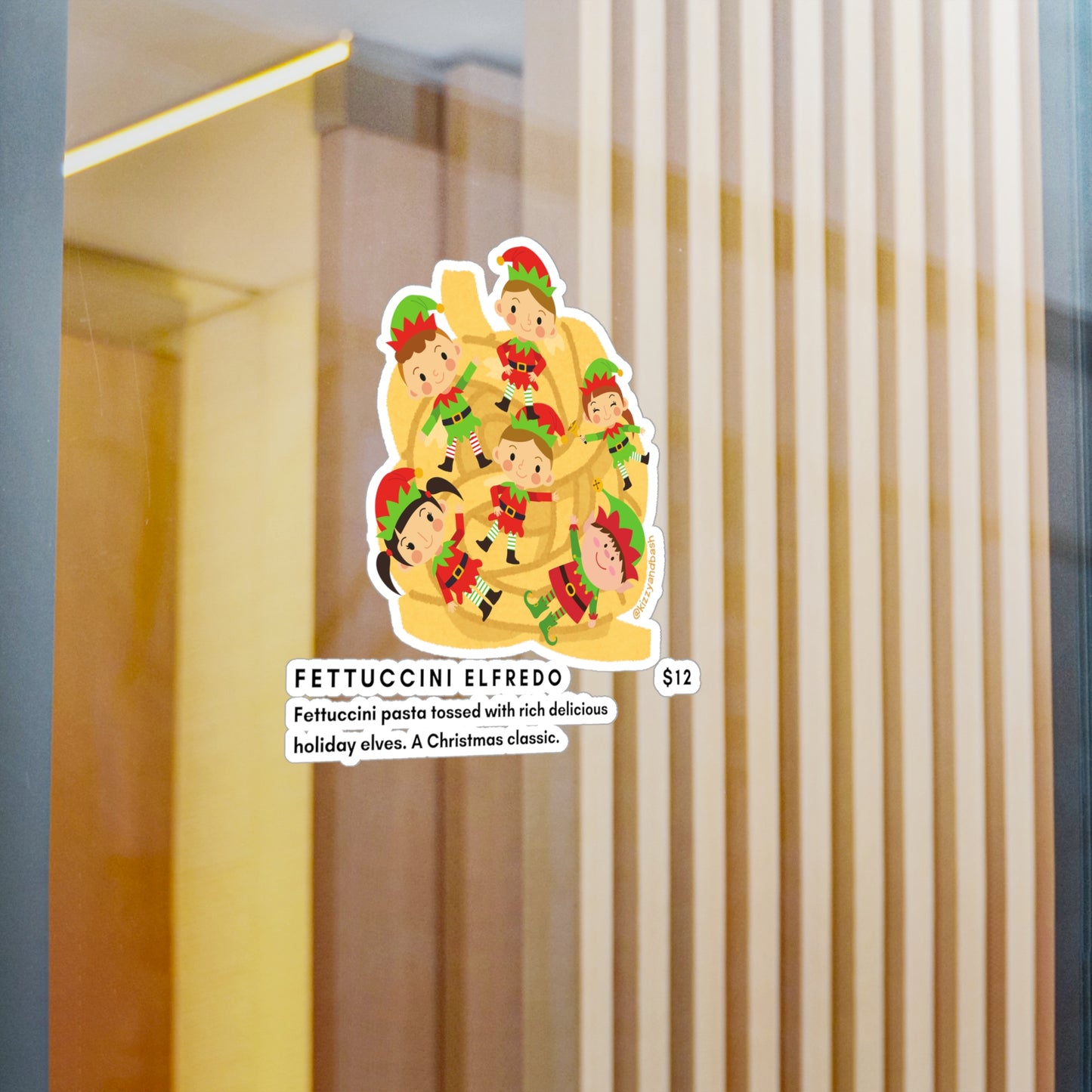Waterproof Christmas Elves Decal Elves Tossed in Pasta Hilarious Christmas Decal Perfect Gift for Elf Lovers Funny Foodie Decal Unique Holiday Decal Fettuccini Elfredo Kiss-Cut Vinyl Decals