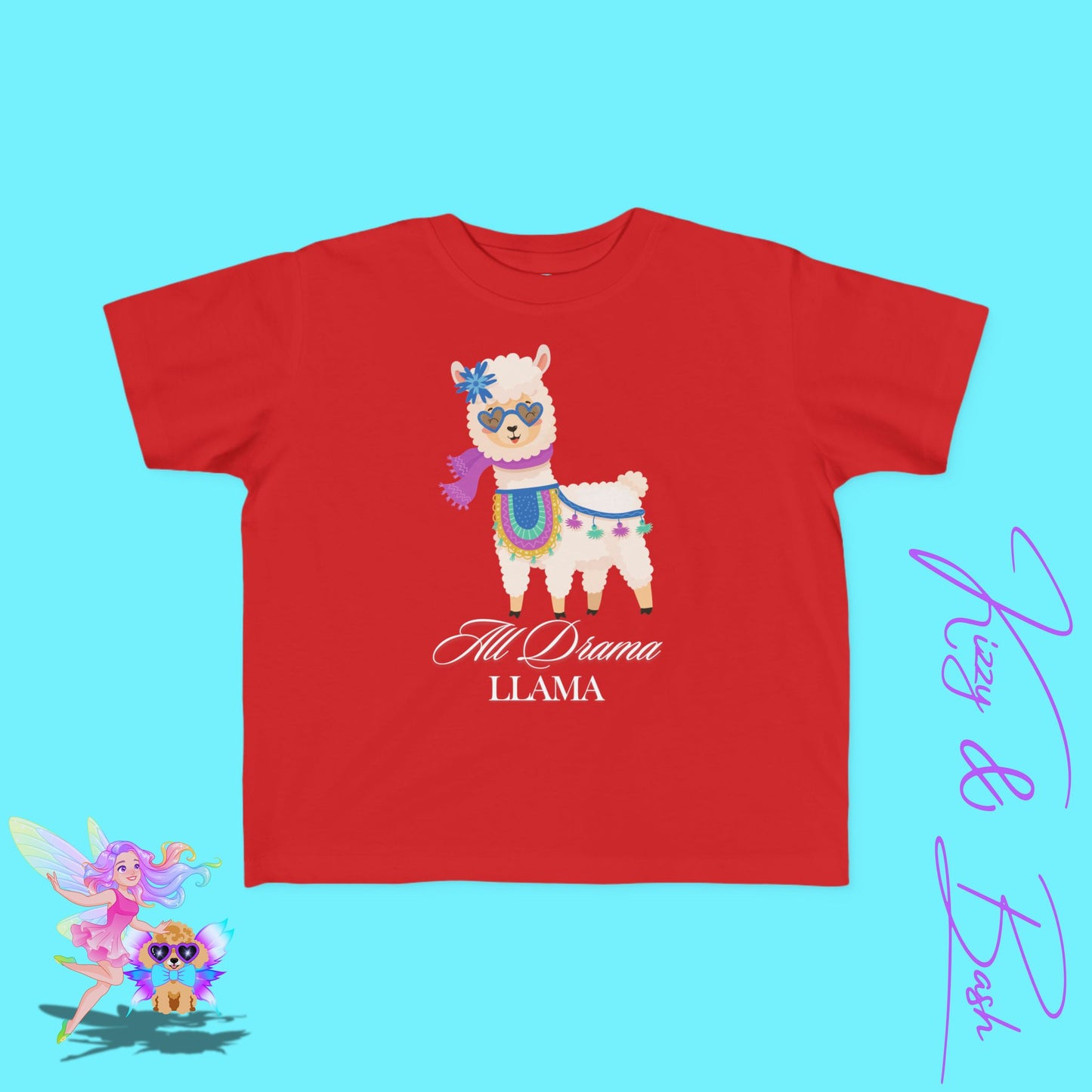 All Drama Llama T-Shirt for Toddlers Funny Animal Shirt for Her Fun Gift for Llama Lovers Kawaii Llama Shirt Funny Farm Animal Tee Cute and Sassy Animal Graphic Tee for Toddler's Fine Jersey Tee