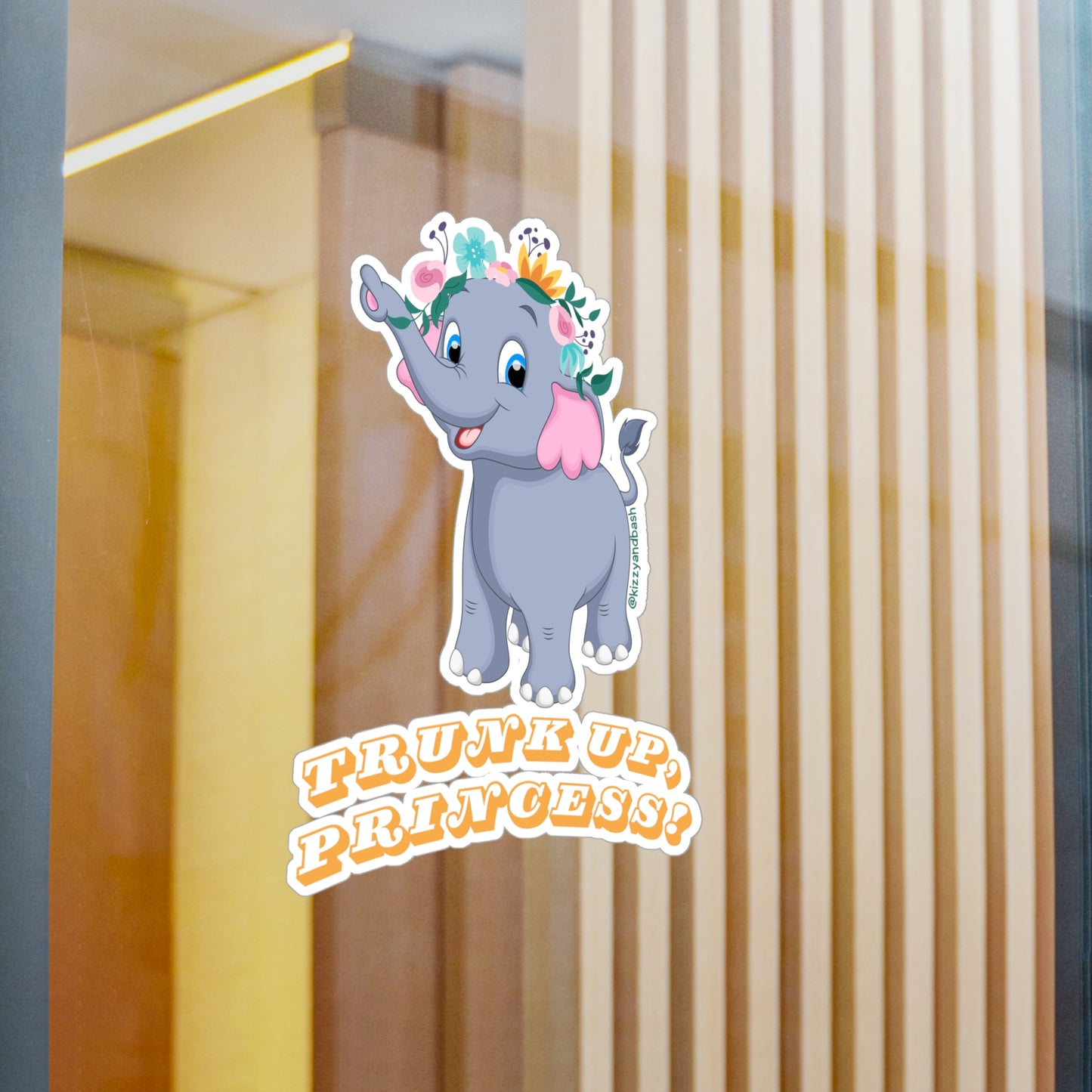 Waterproof Elephant Decal Elephant Princess Decal Trunk Up, Princess Girl Power Decal Unique Gift for Her Perfect Gift for Princess Lovers Royal Elephant Kiss-Cut Vinyl Decals