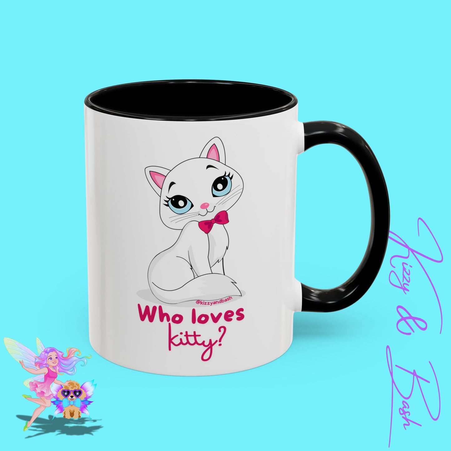 Flirty Kitty Cat Coffee Mug for Her Unique Cat Lover Gift Funny Animal Mug for Her White Cat Coffee Mug Perfect Gift for Cat Mom Who Loves Kitty Accent Coffee Mug - 11, 15oz