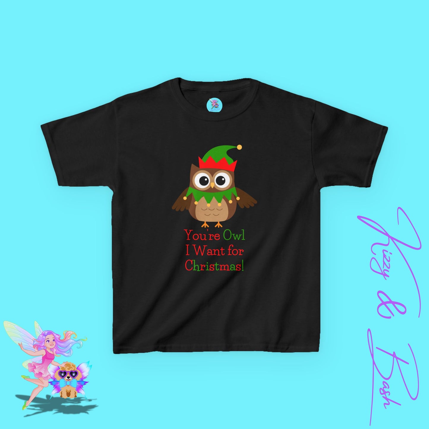 You’re Owl I Want for Christmas Funny Christmas Owl Shirt for Kids Holiday Gift Shirt for Owl Fans Cute Holiday Pun T-Shirt Kids Heavy Cotton™ Tee