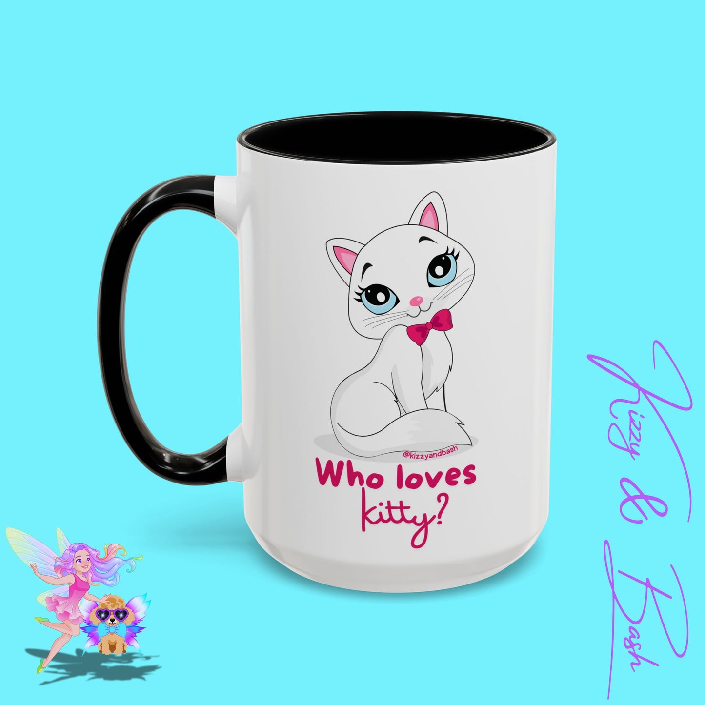 Flirty Kitty Cat Coffee Mug for Her Unique Cat Lover Gift Funny Animal Mug for Her White Cat Coffee Mug Perfect Gift for Cat Mom Who Loves Kitty Accent Coffee Mug - 11, 15oz