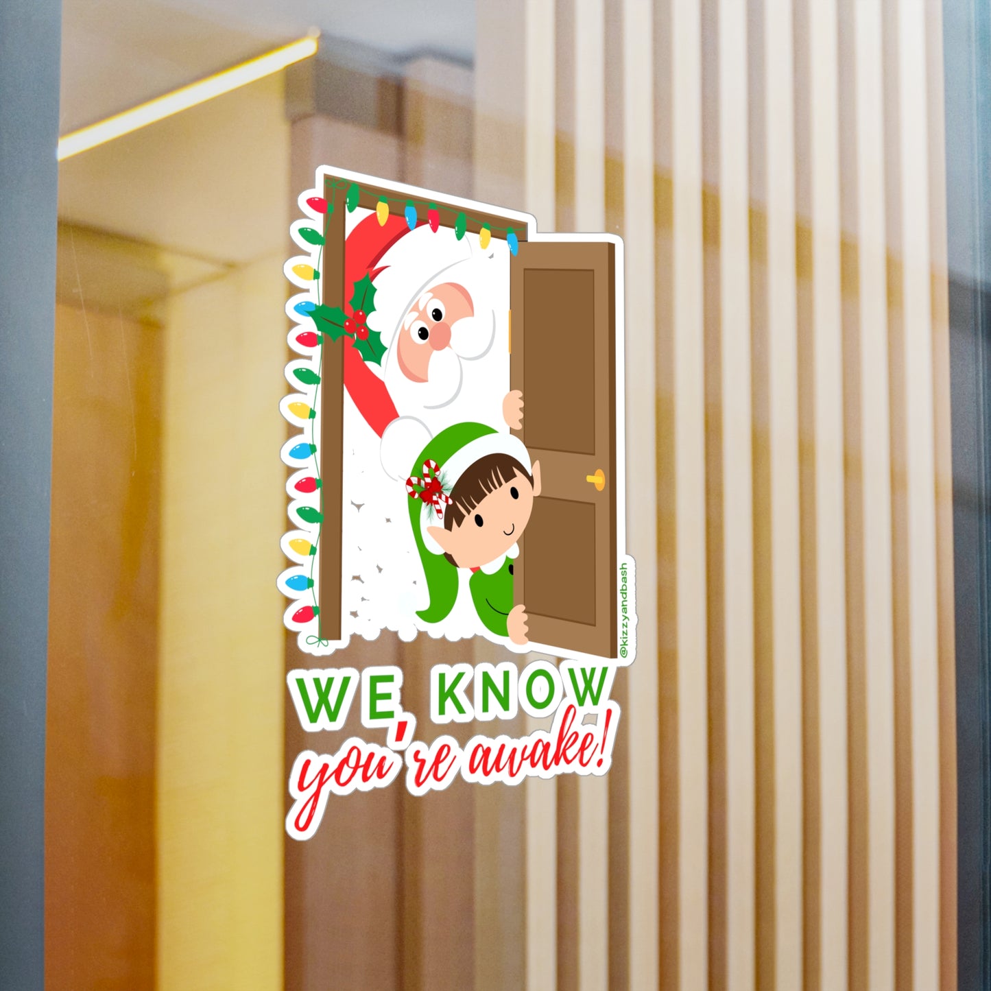 Waterproof Santa and Elf Decal Funny Christmas Sticker Unique Christmas Decal Perfect Gift for Christmas We Know You're Awake Holiday Kiss-Cut Vinyl Decals