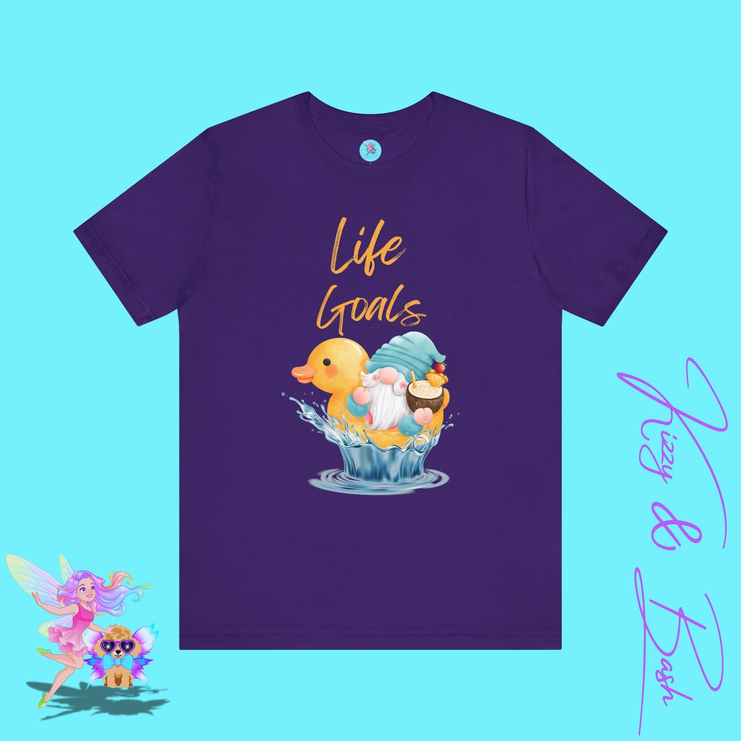 Life Goals Gnome Shirt Funny Summer Tee Gnome and Rubber Ducky with Cocktail Funny Vacation Gnome Shirt Cute Beach Tee Rubber Ducky Lover Gift Adult Unisex Jersey Short Sleeve Tee