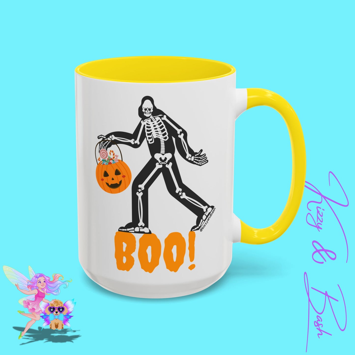 Funny Bigfoot Coffee Mug Unique Halloween Coffee Mug Sasquatch Mug for Him or Her Cute Halloween Gift for Teachers Perfect Gift for Bigfoot Hunters Funny Gift for Bigfoot Believers Sasquatch Skeleton Trick-or-Treating Accent Coffee Mug - 11, 15oz