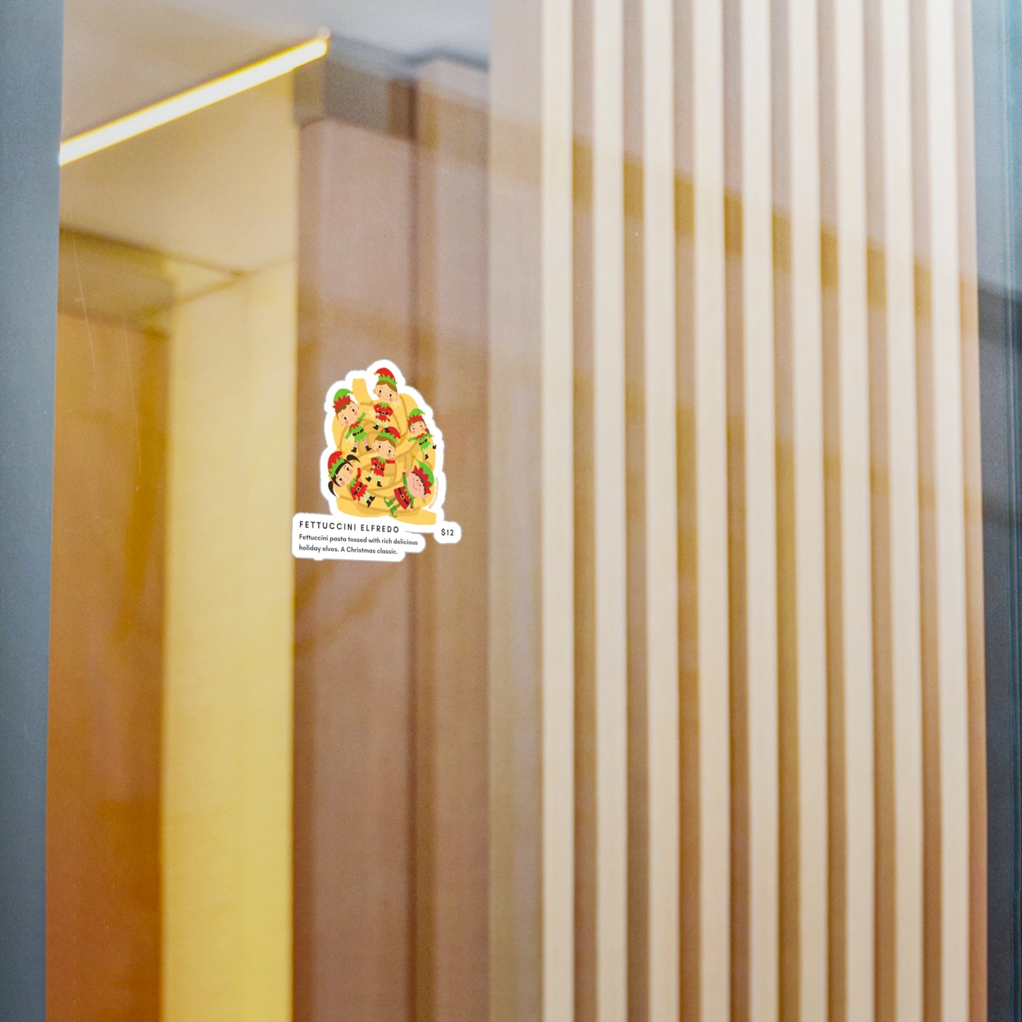 Waterproof Christmas Elves Decal Elves Tossed in Pasta Hilarious Christmas Decal Perfect Gift for Elf Lovers Funny Foodie Decal Unique Holiday Decal Fettuccini Elfredo Kiss-Cut Vinyl Decals