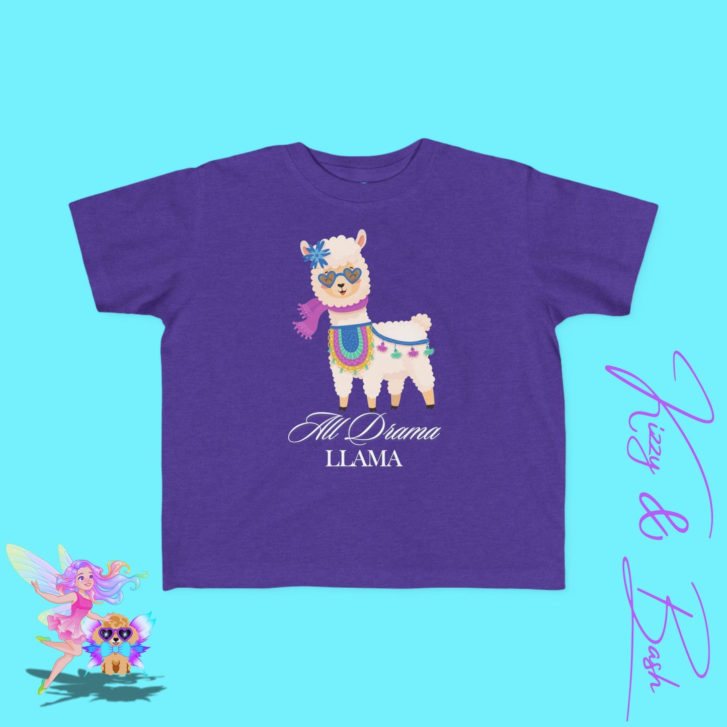 All Drama Llama T-Shirt for Toddlers Funny Animal Shirt for Her Fun Gift for Llama Lovers Kawaii Llama Shirt Funny Farm Animal Tee Cute and Sassy Animal Graphic Tee for Toddler's Fine Jersey Tee