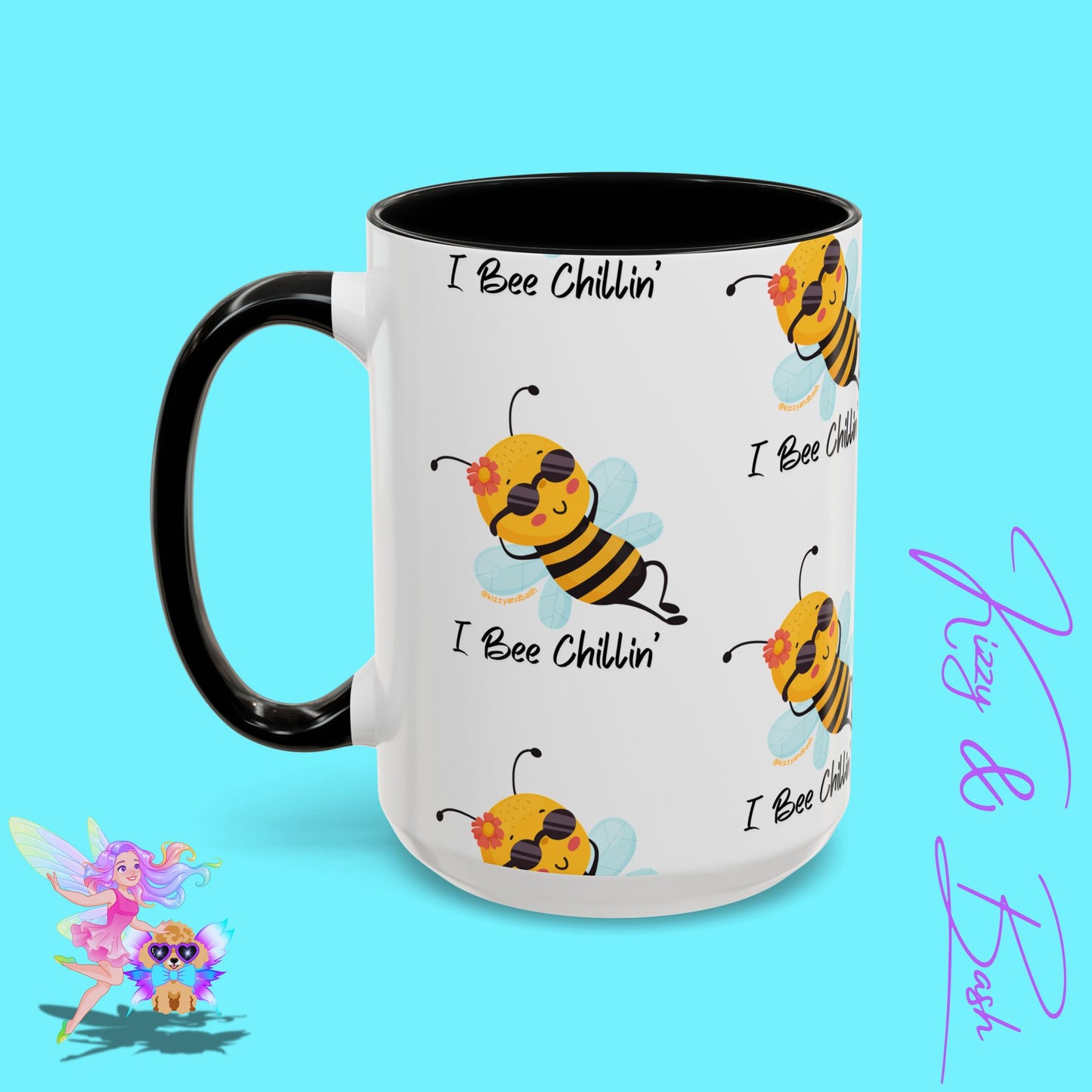 Cute Honey Bee Coffee Mug Funny Bee Mug Nature Lover Gift Idea Unique Gift for Bee Lovers Perfect Gift for Beekeepers Cute Teacher Appreciation Gift I Bee Chillin' Accent Coffee Mug - 11, 15oz