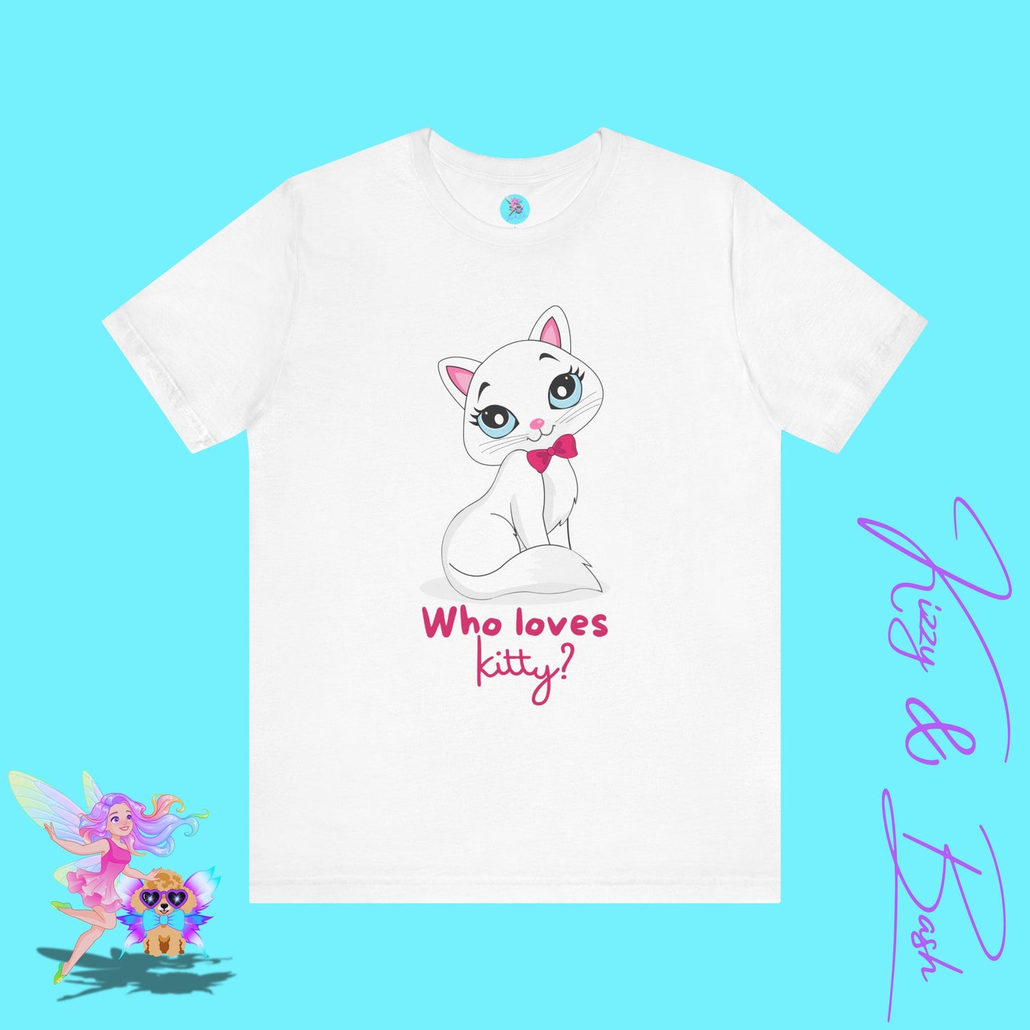Who Loves Kitty? Playful Cat T-Shirt Cute Cat Lover Shirt Adorable Cat Graphic Tee Funny Gift for Cat Lovers Cat Mom Gift Funny Cat Shirt Adult Unisex Jersey Short Sleeve Tee