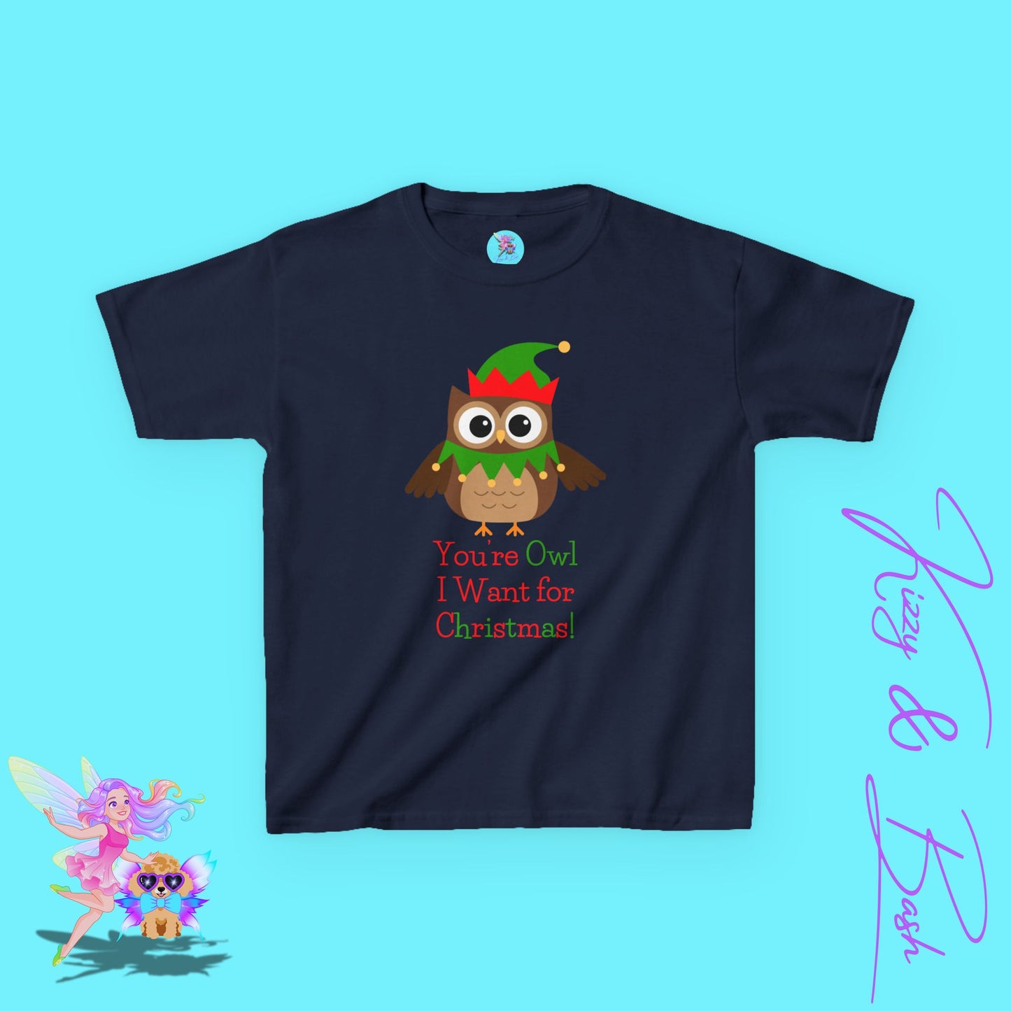 You’re Owl I Want for Christmas Funny Christmas Owl Shirt for Kids Holiday Gift Shirt for Owl Fans Cute Holiday Pun T-Shirt Kids Heavy Cotton™ Tee