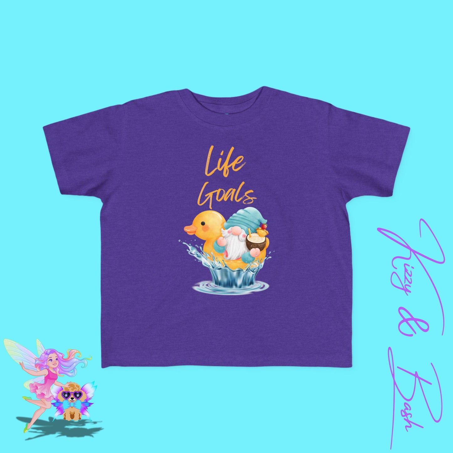 Life Goals T-Shirt for Toddlers Gnome Riding a Rubber Ducky Unique Vacation Shirt for Him or Her Gnome Lover Gift Idea for Rubber Ducky Fans Gnomecore Summer Shirt for Toddler's Fine Jersey Tee