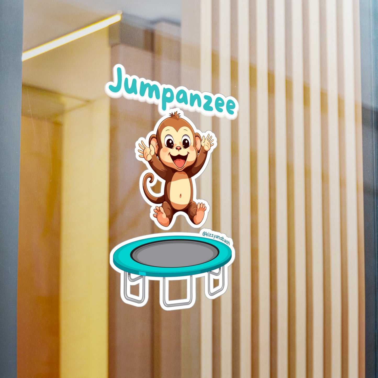 Waterproof Monkey on Trampoline Decal Sticker Jumpanzee Kiss-Cut Vinyl Decals Unique Monkey Lover Gift Gymnastics Teacher Gift Idea Funny Animal Pun Sticker