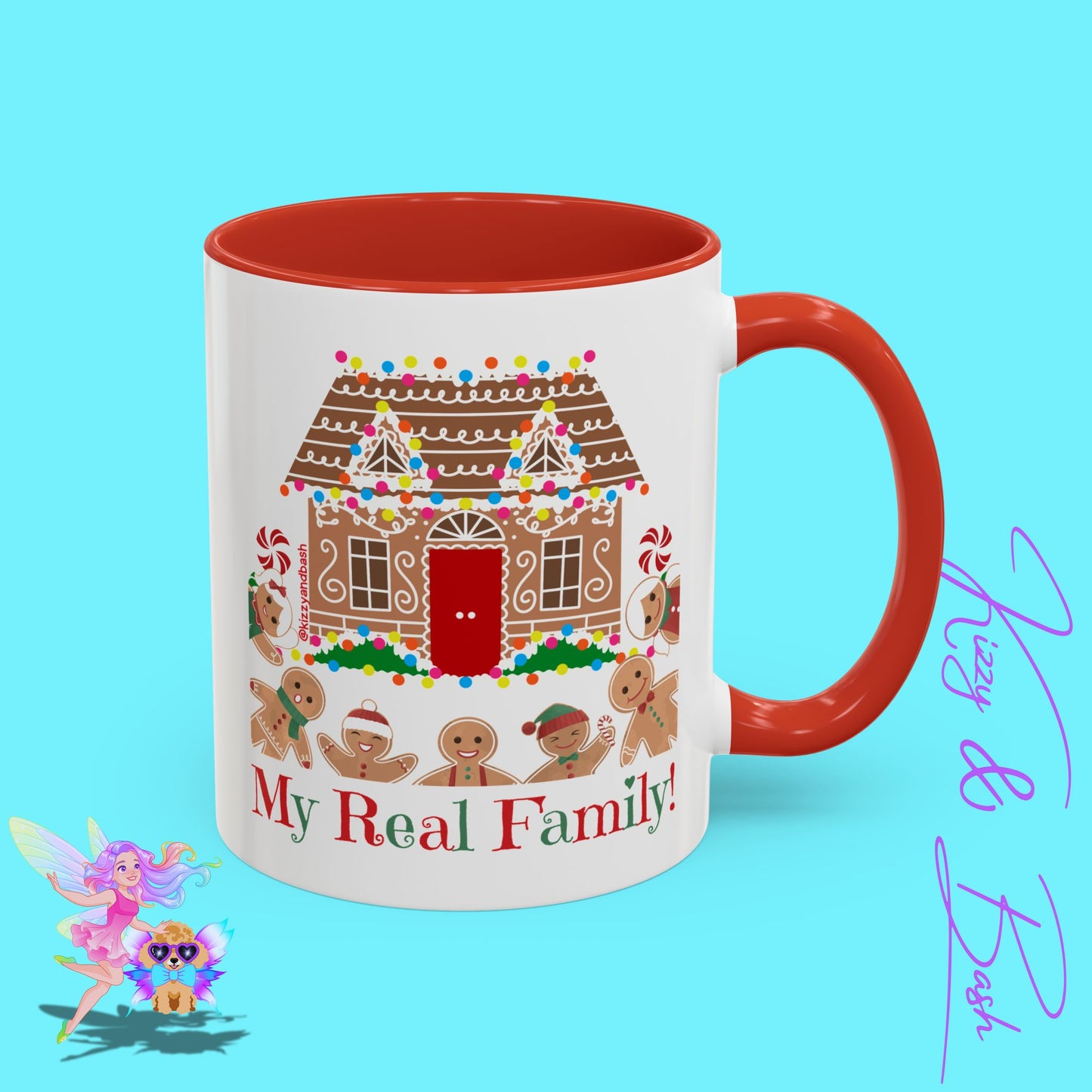 Cute Gingerbread Mug Funny Gingerbread Coffee Mug Fun Gingerbread Family Unique Christmas Gift Idea for Friends and Family Perfect Gift for Gingerbread Lovers and Gingerbread Bakers My Real Family Accent Coffee Mug - 11, 15oz