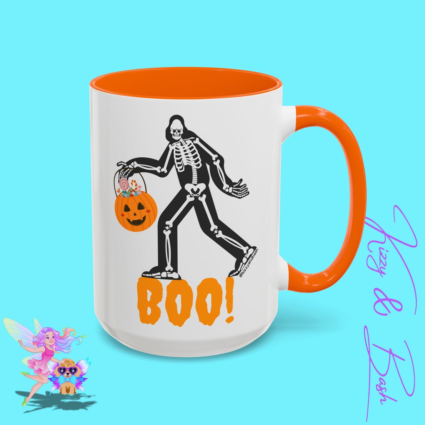 Funny Bigfoot Coffee Mug Unique Halloween Coffee Mug Sasquatch Mug for Him or Her Cute Halloween Gift for Teachers Perfect Gift for Bigfoot Hunters Funny Gift for Bigfoot Believers Sasquatch Skeleton Trick-or-Treating Accent Coffee Mug - 11, 15oz