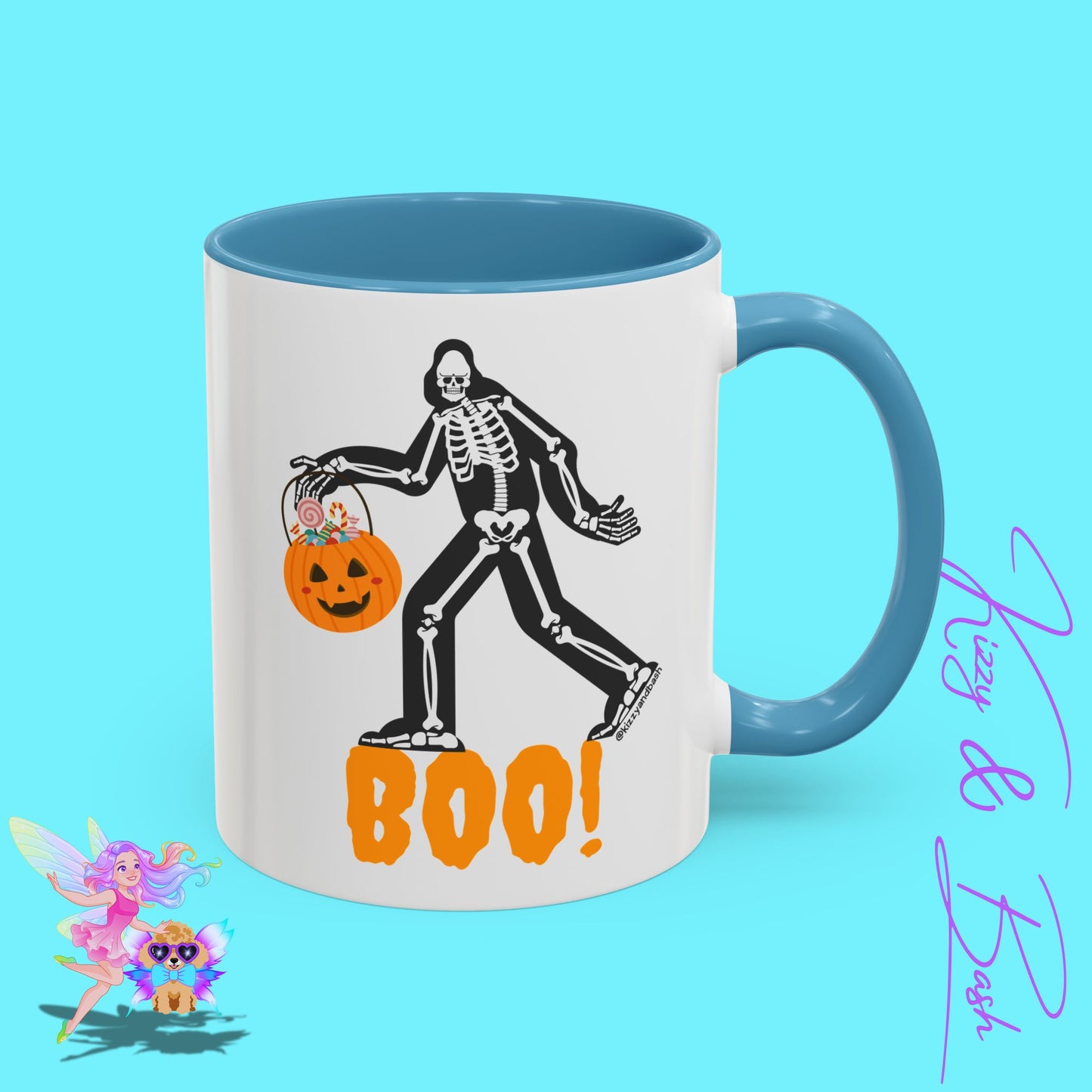 Funny Bigfoot Coffee Mug Unique Halloween Coffee Mug Sasquatch Mug for Him or Her Cute Halloween Gift for Teachers Perfect Gift for Bigfoot Hunters Funny Gift for Bigfoot Believers Sasquatch Skeleton Trick-or-Treating Accent Coffee Mug - 11, 15oz