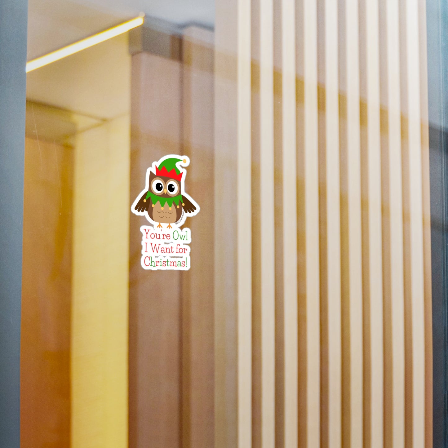 Waterproof Owl Decal Waterproof Christmas Decal Unique Gift for Owl Lovers Cute Christmas Owl Sticker Decal You're Owl I Want for Christmas You're All I Want for Christmas Kiss-Cut Vinyl Decals