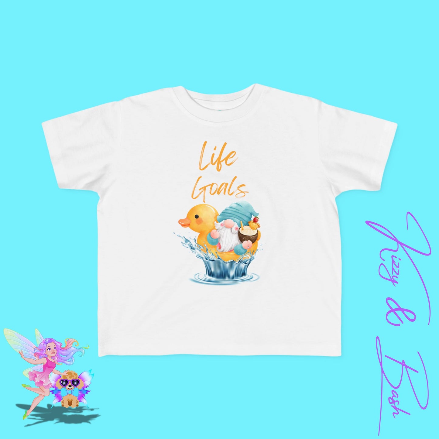Life Goals T-Shirt for Toddlers Gnome Riding a Rubber Ducky Unique Vacation Shirt for Him or Her Gnome Lover Gift Idea for Rubber Ducky Fans Gnomecore Summer Shirt for Toddler's Fine Jersey Tee